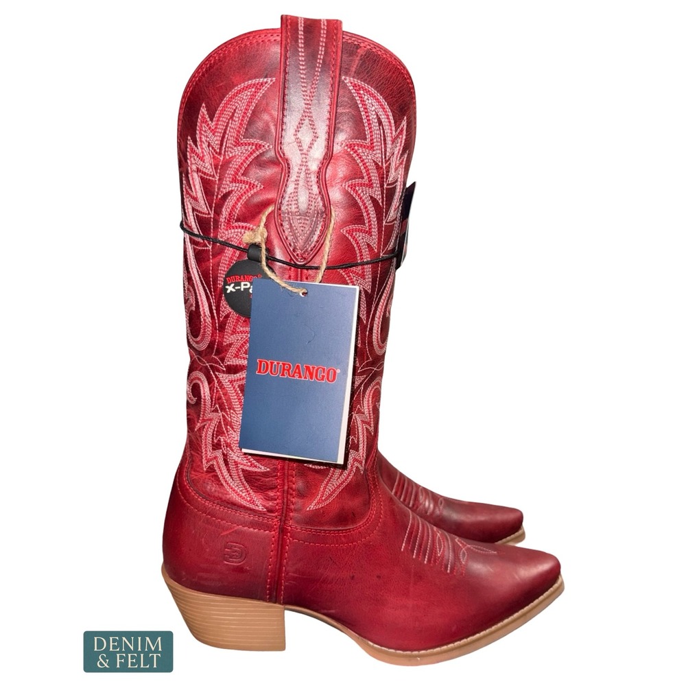 NEW Durango Shyloh Crimson Red Western Boots Snip Toe Cowgirl Rodeo Statement - Picture 9 of 16